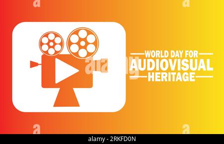 World Day for Audiovisual heritage concept on orange and red background. Vector illustration Stock Vector