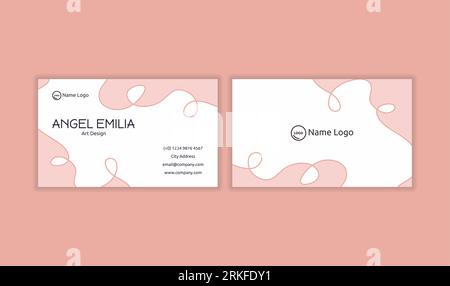 Flat business card template design. Pink pastel and white color modern creative business card and name card, horizontal simple clean template vector d Stock Vector