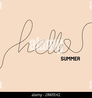 Continuous one line drawing of hello summer word. minimalism style vector illustration. Stock Vector