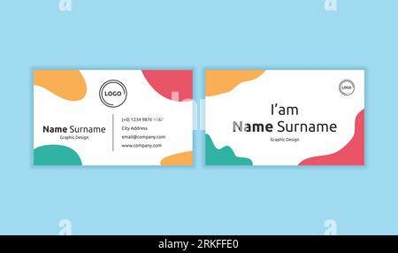 Beautiful business card template ready to print with pastel color. Creative business card concept with place for logo or photo. Flat simple design of Stock Vector