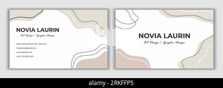 Long business card design. Collection of modern corporate business card template. Creative abstract design print horizontal simple clean template soft Stock Vector