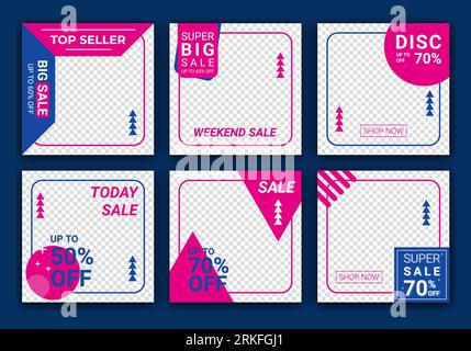 Simple social media post template with navy blue themes. Editable banner for social media post, web and internet. Summer event sale, sale edition. Goo Stock Vector