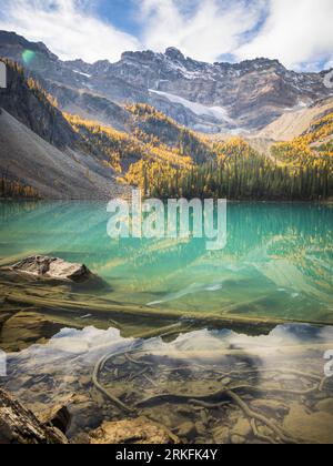 Lake in Fall, Purcell Mountains, British Columbia Stock Photo
