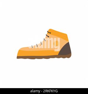 Tourist boots icon isolated on white background. Enduring leather boot, camping and hiking outdoor. Mountain shoes for hiking, trip or expedition. Adv Stock Vector