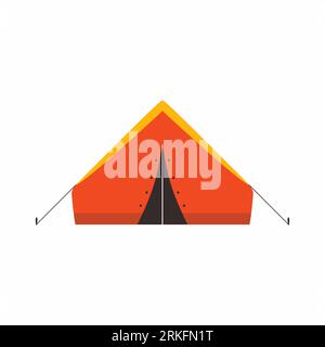 Tent camping in outdoor travel with summer forest cartoon style. Equipment for outdoor picnics. Adventure and vacation concept. Vector flat illustrati Stock Vector