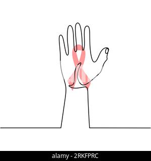 Red Ribbon Aids in Hands Continuous One Line Drawing. Support Hope for Cure  Vector Illustration with Red Loops and Lettering Stock Vector -  Illustration of hand, medical: 202133301