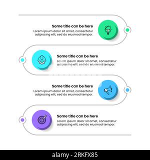 Infographic template with icons and 4 options or steps. Zigzag line. Can be used for workflow layout, diagram, banner, webdesign. Vector illustration Stock Vector