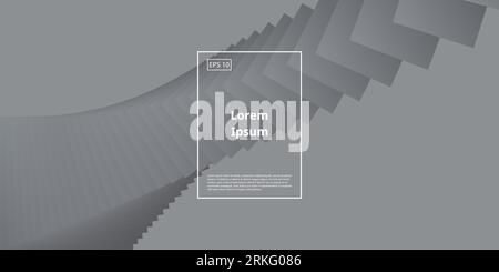 trendy ultimate grey background with square geometric element Stock Vector