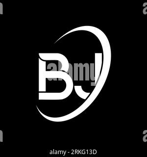 BJ logo. B J design. White BJ letter. BJ/B J letter logo design. Initial letter BJ linked circle uppercase monogram logo. Stock Vector