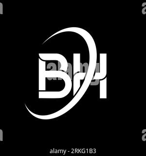 BH logo. B H design. White BH letter. BH/B H letter logo design. Initial letter BH linked circle uppercase monogram logo. Stock Vector