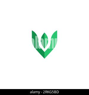 V leaf With Green Color Logo Design. V Icon Modern Stock Vector