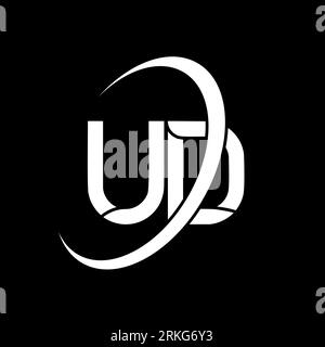 UD logo. U D design. White UD letter. UD/U D letter logo design. Initial letter UD linked circle uppercase monogram logo. Stock Vector