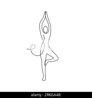 Continuous line drawing of man standing in yoga Vector Image