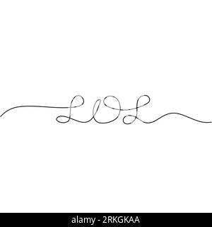LOL word handwritten inscription for emergency. Hand drawn lettering. One line drawing of phrase. Stock Vector