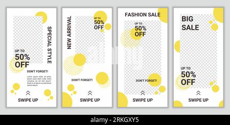 Editable social media post templates, social media stories collections and post frame. Layout designs for marketing promotions, covers, banner, backgr Stock Vector