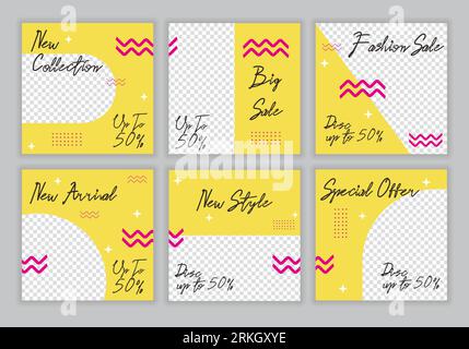 Hello summer discount sale special offer. Banner background design template set pack collection. Clearance sale promotion with colorful of yellow and Stock Vector