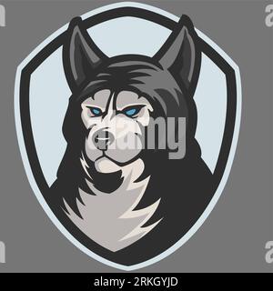Danger wolves mascot e-sport logo design isolated on grey background. Werewolf monster mascot vector illustration logo. Professional wolf logo for a s Stock Vector