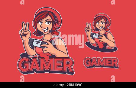 Gamer girl mascot esport logo design - Stock Illustration [72616664] - PIXTA