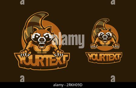Raccoon logo set. A fearless raccoon in vintage style. Template design element for company logo, label, emblem, apparel or other merchandise. Raccoon Stock Vector