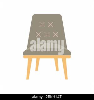 Pastel grey color chairs icon. Home seating furniture for living room decoration. Flat cartoon stool furniture. Interior seat design element isolated Stock Vector