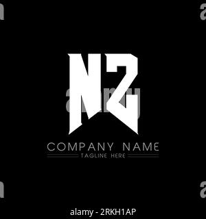 NZ Letter Logo Design. Initial letters NZ gaming's logo icon for technology companies. Tech letter NZ minimal logo design template. NZ letter design v Stock Vector