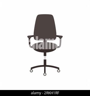Office chair flat design vector icon isolated on white background. Modern black leather for office chair furniture. Stylish and relax design interior Stock Vector