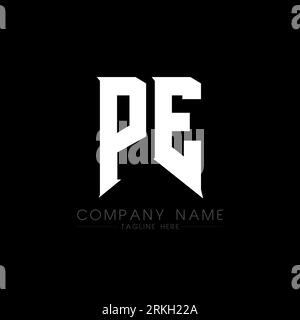 PE Letter Logo Design. Initial letters PE gaming's logo icon for technology companies. Tech letter PE minimal logo design template. PE letter design v Stock Vector