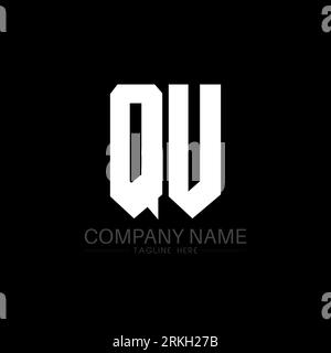 QU Letter Logo Design. Initial letters QU gaming's logo icon for technology companies. Tech letter QU minimal logo design template. QU letter design v Stock Vector