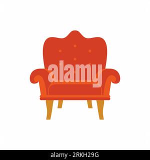 Armchair and slippers, furniture for hand drawn illustrations. Relaxing stool for living room equipment. Home decor design elements isolated on white Stock Vector