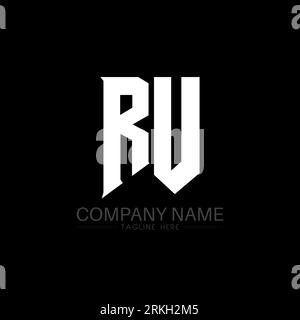 RU Letter Logo Design. Initial letters RU gaming's logo icon for technology companies. Tech letter RU minimal logo design template. RU letter design v Stock Vector