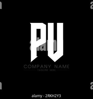 PU Letter Logo Design. Initial letters PU gaming's logo icon for technology companies. Tech letter PU minimal logo design template. PU letter design v Stock Vector