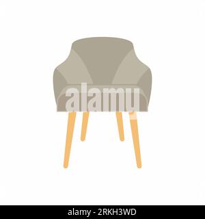 Vector armchair illustration. Light grey pastel color sofa icon for your design. Modern comfortable chair for interior furniture. Flat cartoon armchai Stock Vector