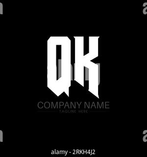 QK Letter Logo Design. Initial letters QK gaming's logo icon for technology companies. Tech letter QK minimal logo design template. QK letter design v Stock Vector