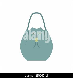 Bucket bag vector icon. Stylish woman bag with light grey color isolated on white background. Simple fashion accessories for ladies concept. Flat cart Stock Vector