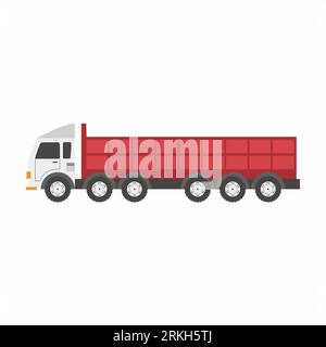 Logistic infographic flat element with forklift truck in warehouse, storage loading cardboard boxes. Cargo truck for delivery service isolated on whit Stock Vector