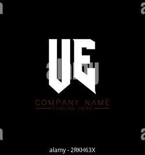 UE Letter Logo Design. Initial letters UE gaming's logo icon for technology companies. Tech letter UE minimal logo design template. UE letter design v Stock Vector