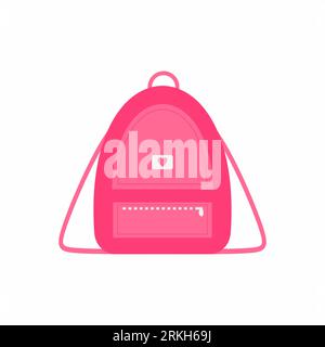 Female bag icon in pink color isolated on white background. Fashionable mini backpack for hangout, female accessories. Feminine bag theme. Flat style Stock Vector