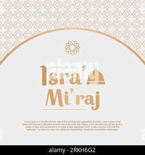 Greeting card Isra 'Mi'raj of the Prophet Muhammad with arabic floral ornament in pastel colored design. Spiritual journey and blessed festival. Vecto Stock Vector