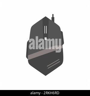 Gaming mouse icon. Black computer mouse for e-sport gaming. Flat cartoon controller for video or computer game vector illustration. Can be used as web Stock Vector
