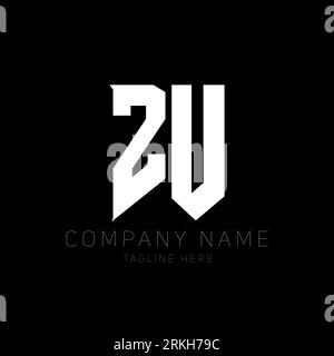 ZU Letter Logo Design. Initial letters ZU gaming's logo icon for technology companies. Tech letter ZU minimal logo design template. Z U letter design Stock Vector