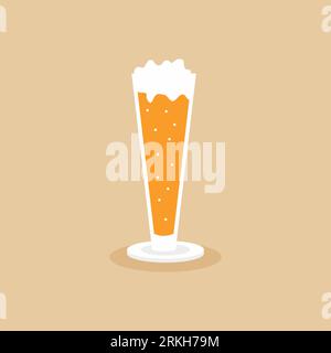 A glass of cold beer with foam icon beverage. Drink alcohol beer with your friends. Flat vector simple element illustration from editable food isolate Stock Vector