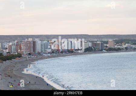An aerial view of the beach in Golfo Nuevo. Puerto Madryn, Chubut, Argentina Stock Photo