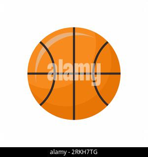 Basketball minimalistic flat icon design isolated on white background. Sport ball with orange colored. Modern emblem for sport news or team. Vector co Stock Vector