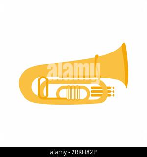 Tuba icon. Flat cartoon design element. Musical object concept vector for your design work, presentation, website or others. Vector illustration isola Stock Vector