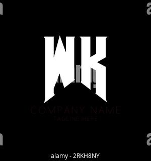 WK Letter Logo Design. Initial letters WK gaming's logo icon for technology companies. Tech letter WK minimal logo design template. W K letter design Stock Vector