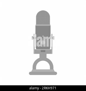Podcast radio icon illustration. Blue Yeti microphone record studio devices. News, radio and television broadcasting isolated design element. Podcast, Stock Vector