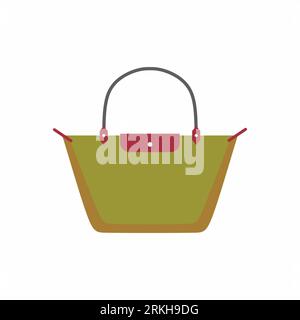 Minaudiere woman's bag in cartoon style. Modern fashion female accessory with green color. Fashionable and trendy handbags isolated on white backgroun Stock Vector