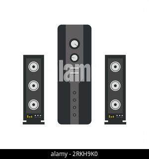 Sound system gaming icon isolated on white background. Computer desktop audio speaker for gaming equipment. E-sport device concept. Cartoon flat desig Stock Vector