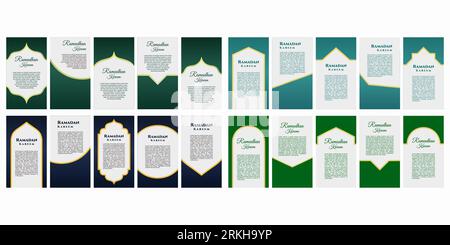 Creative decorated social media stories post. Ramadan Kareem, Happy Eid Mubarak. Muslim people celebration Vector illustration for ads, headers, banne Stock Vector