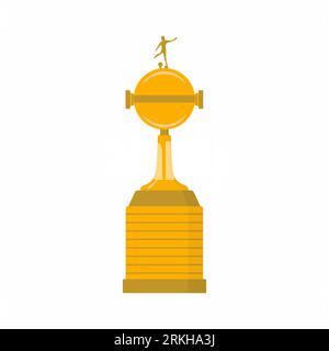 The Copa Libertadores trophy flat icon cartoon style isolated on white background. Concept of prize, leadership, winning and success. Golden cup winne Stock Vector